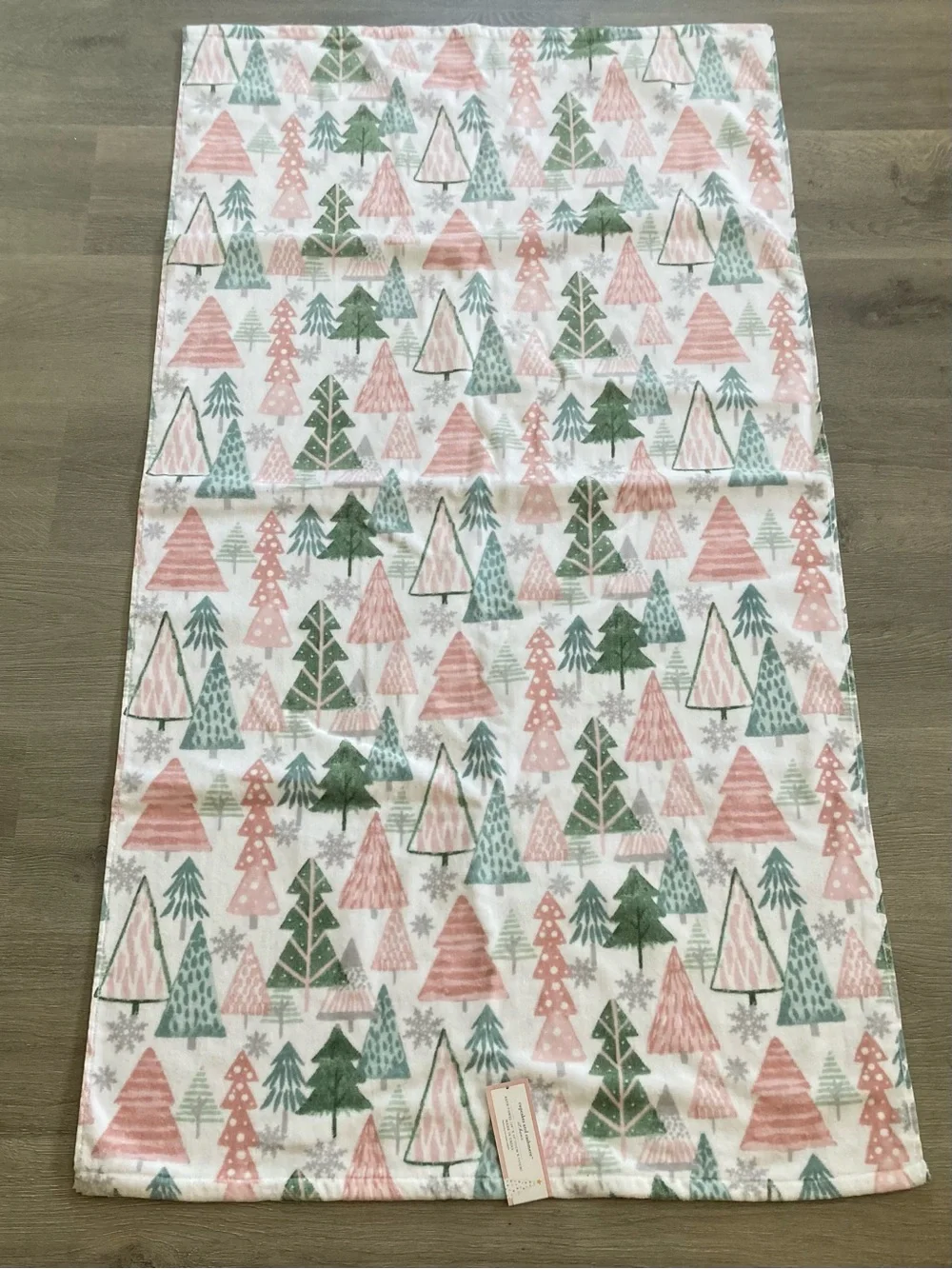 cupcakes & cashmere Holiday Tree Bath Towel - Pink, Sage & Teal